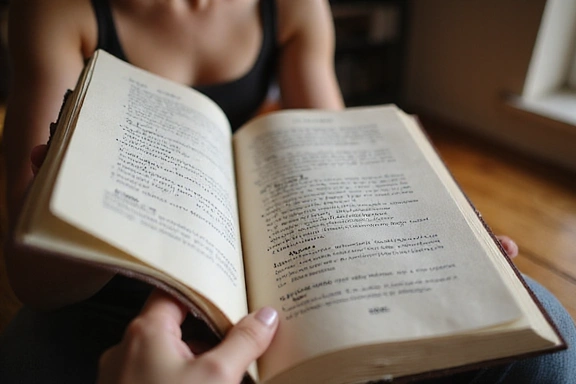 A person reading a book on nutrition, with a soft, warm light emphasizing focus and learning.