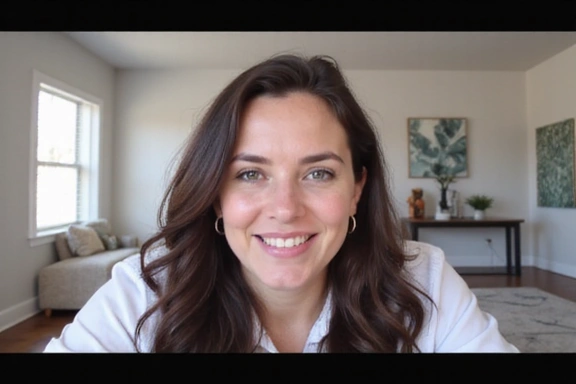 A person engaged in an online video call with a nutritionist, smiling and taking notes.